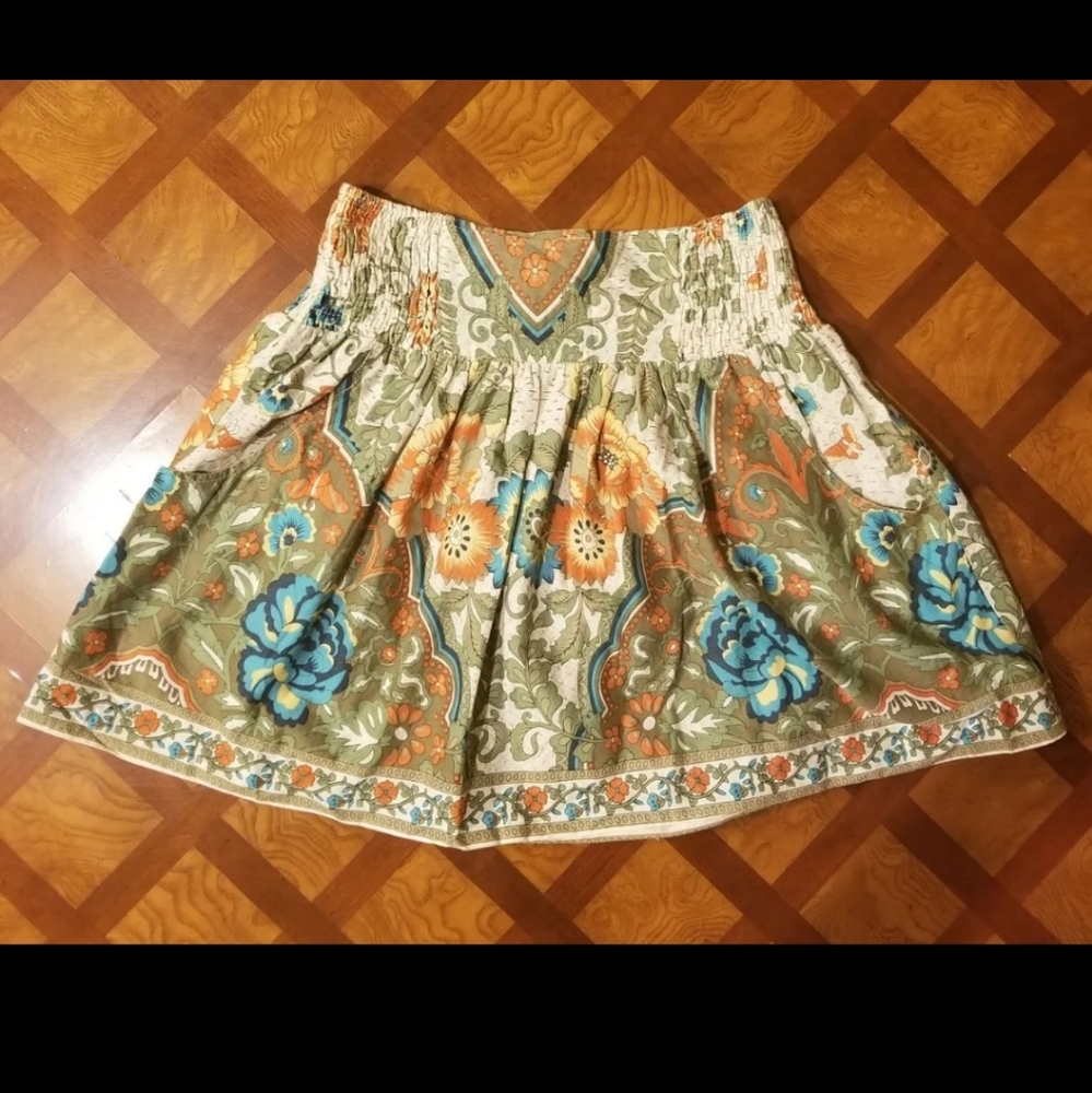 Green, orange, blue, tan, Floral Mini skirt  - Small - Twenty One